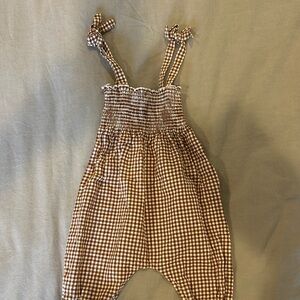 Rylee + Cru Checkered Brown Romper